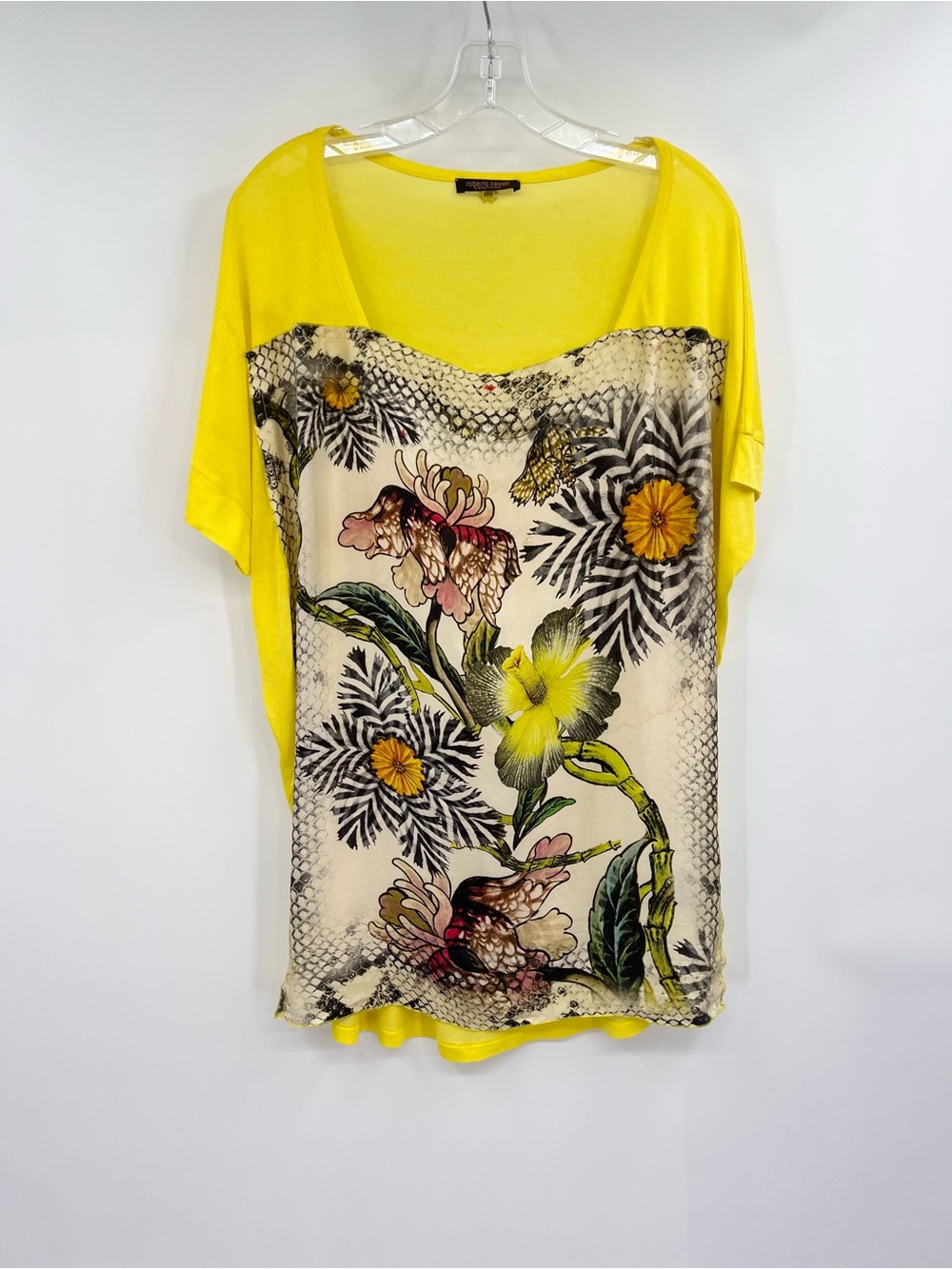 Roberto Cavalli beachwear cover up resort beach silk vibrant tee dress L